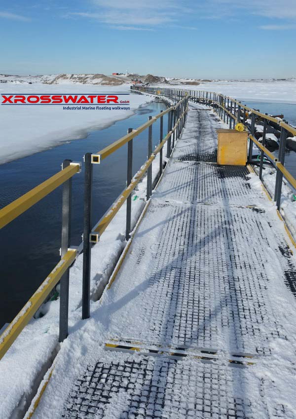 Xrosswater walkways for oil tailings ponds in Albian Sands, Canada
