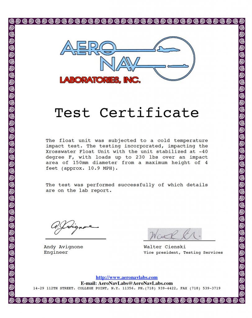 Certificato di prova Aero Nav