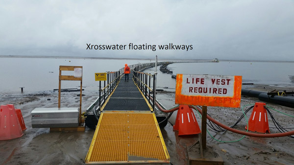 Xrosswater walkway with access ramp